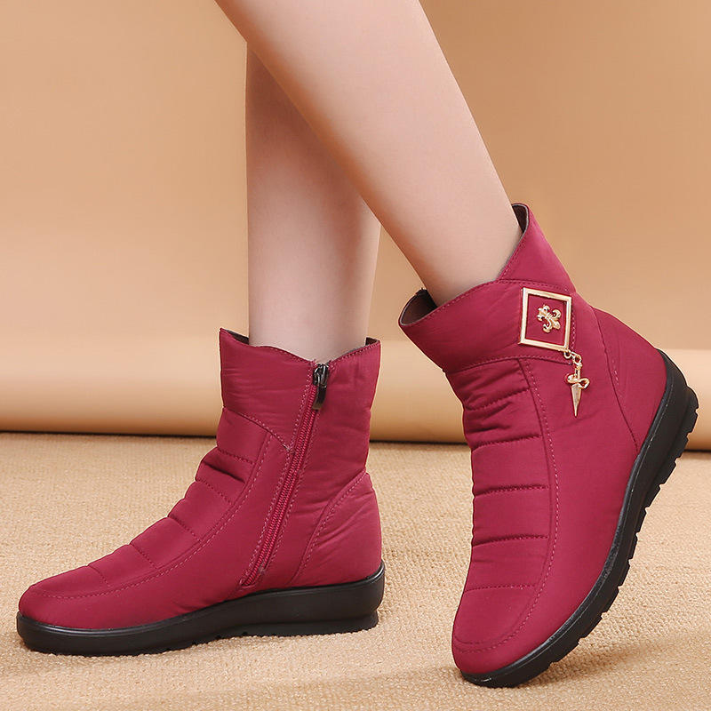 Women's Winter Flat Bottomed Short Boots Warm Round Toe Lightweight Anti Slip Wear-resistant Simple Comfortable Snow Boots