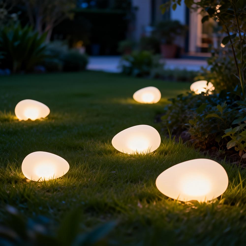 4LED Solar Mini Pebble Lights, Egg-Shaped Pathway Lighting - Outdoor Lights | Perfect for Garden, Walkways, Pool, Landscape