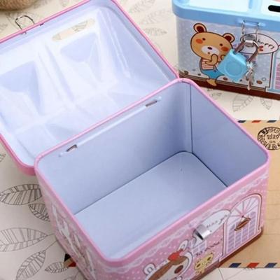 Currency Box Metal House Shape Piggy Bank with Key Lock Creative House Coin Box Cute Coin Safe Storage Box Christmas Gift