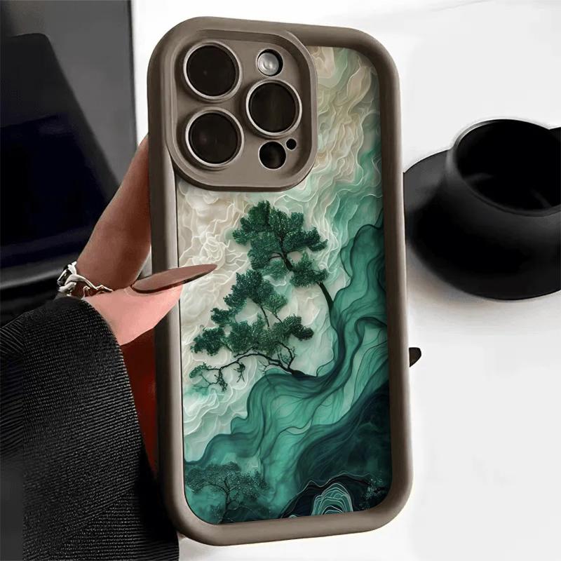 

Chinese Cloud Mist Green Pine Case For Samsung Galaxy S25 S24 S23 S22 Ultra Plus S21FE A55 A54 A53 A52 A35 A25 A15 A14 5G Cover For Samsung S25 PLUS