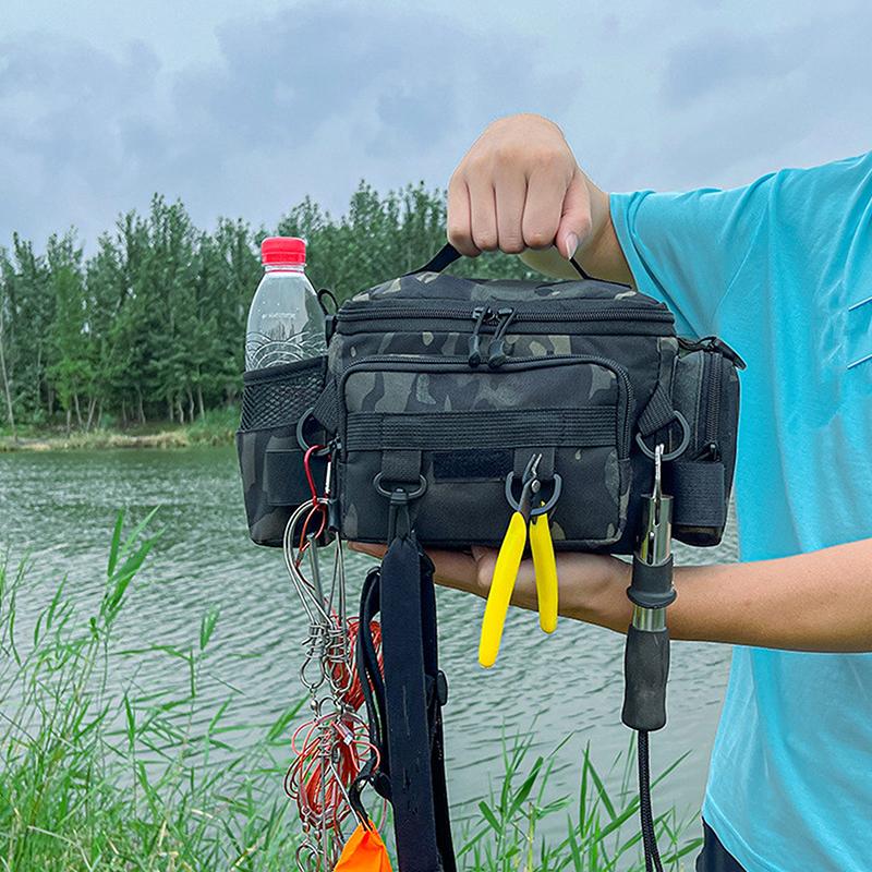 Fishing Tackle Shoulder Bag Storage Bag Portable Fishing Rod Holder Outdoor Sports Bag Multifunctional Waist Bag Lure Bag