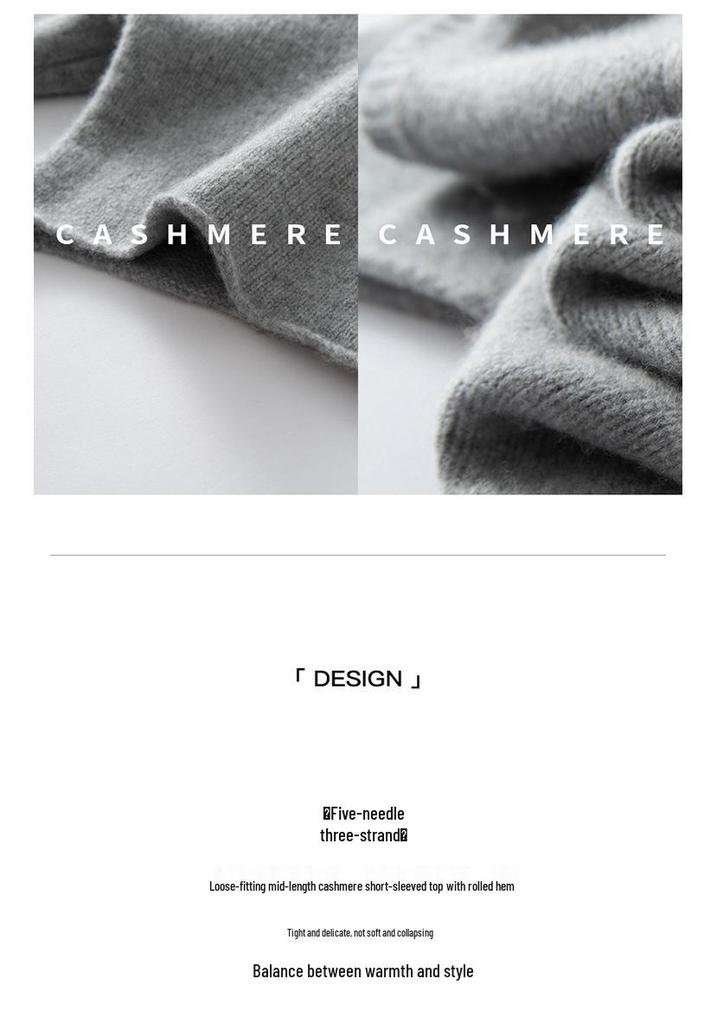Damen Kaschmir Pullover mit Rundhalsausschnitt - Winter 2026, Mittellang, Fünf-Punkt-Ärmel, Sanfter Stil, Lockere Passform, Schlankmachende Strickware.