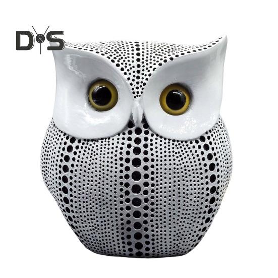 

Настольный орнамент в виде совы, современная статуэтка совы из смолы, скульптура совы в горошек, фигурка пухлой птицы для декора гостиной, спальни, дома белый