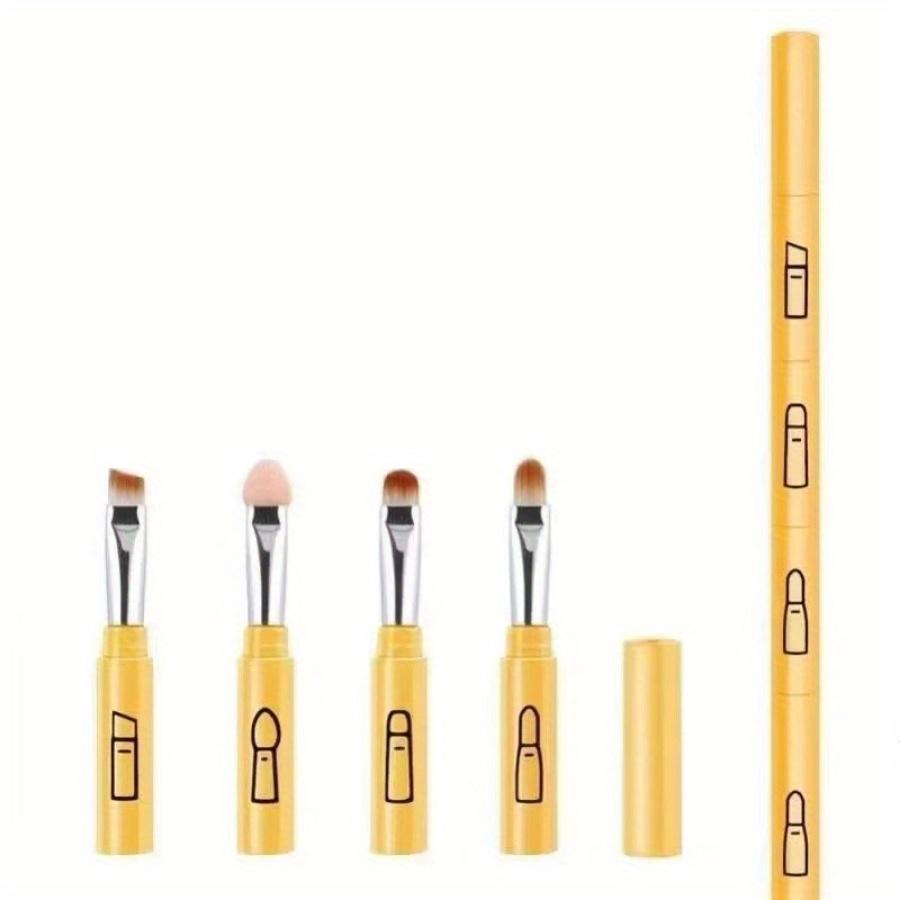 4Pcs/set 4 IN 1 Multifunctional Makeup Brushes Set Makeup Gadget Detachable Lip Eyeshadow Brush Sponge Eyeshadow Brush for Home Travel