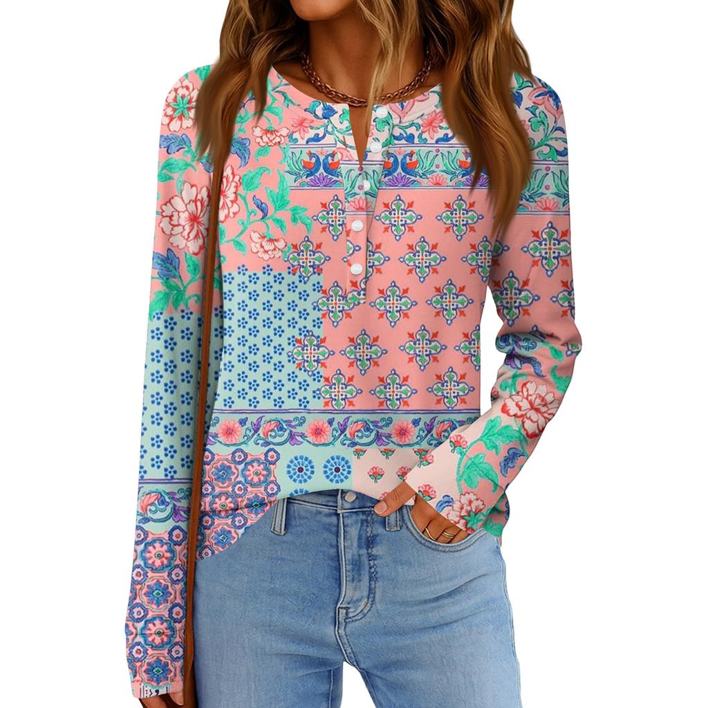 Women's Fashion Loose Long Sleeve Round Neck Casual Top