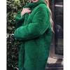 Women's Mid-Length Rex Rabbit Fur Coat with Stand-Up Collar - Winter Streetwear