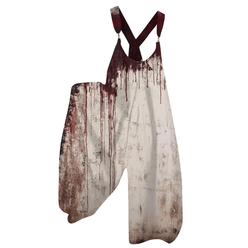 Women's Summer Overalls Floral Print Vintage Jumpsuit (Non-Adjustable Straps)