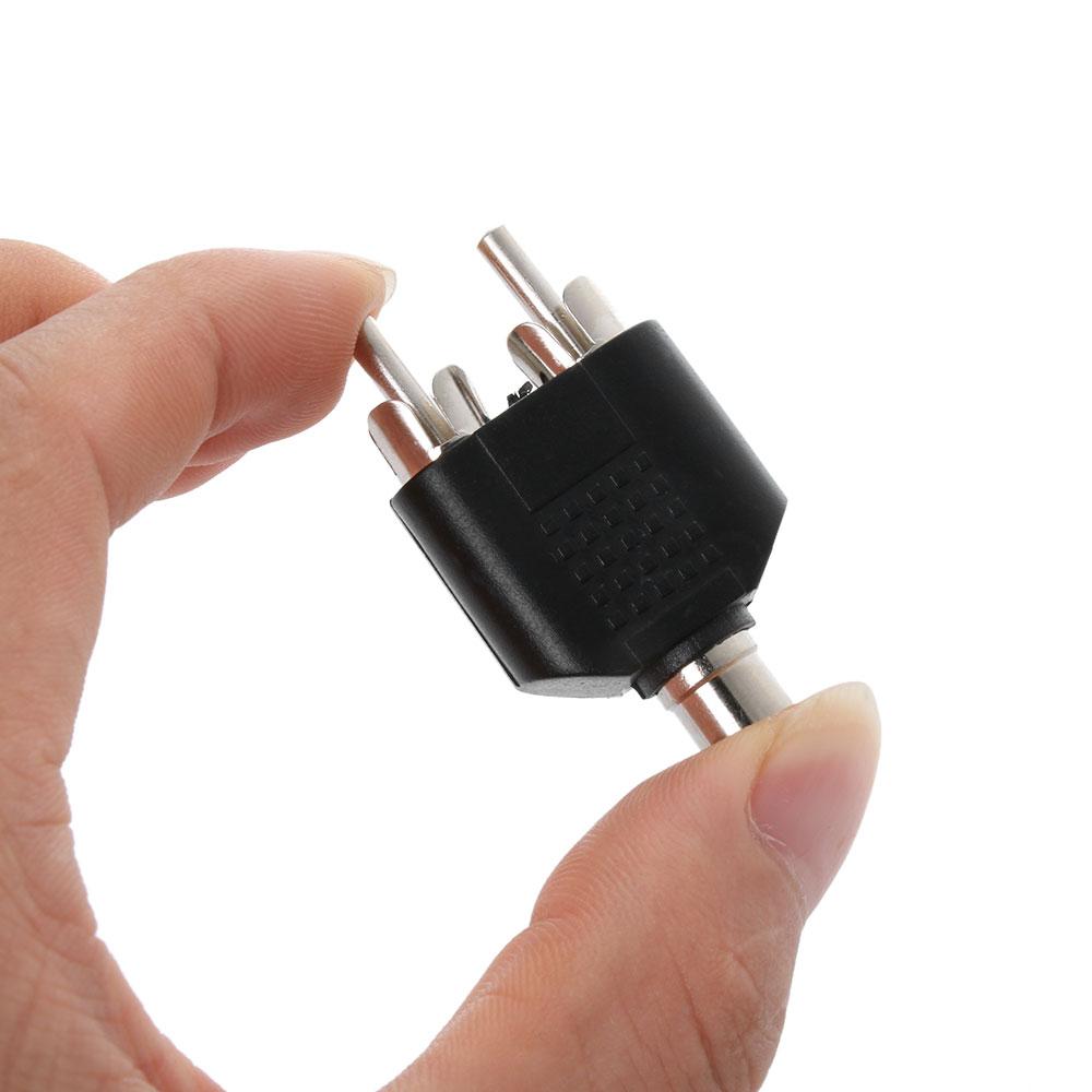 2pcs Home Black TV Y Splitter Audio Adapter Converter 3.5mm To 2 RCA Female Male