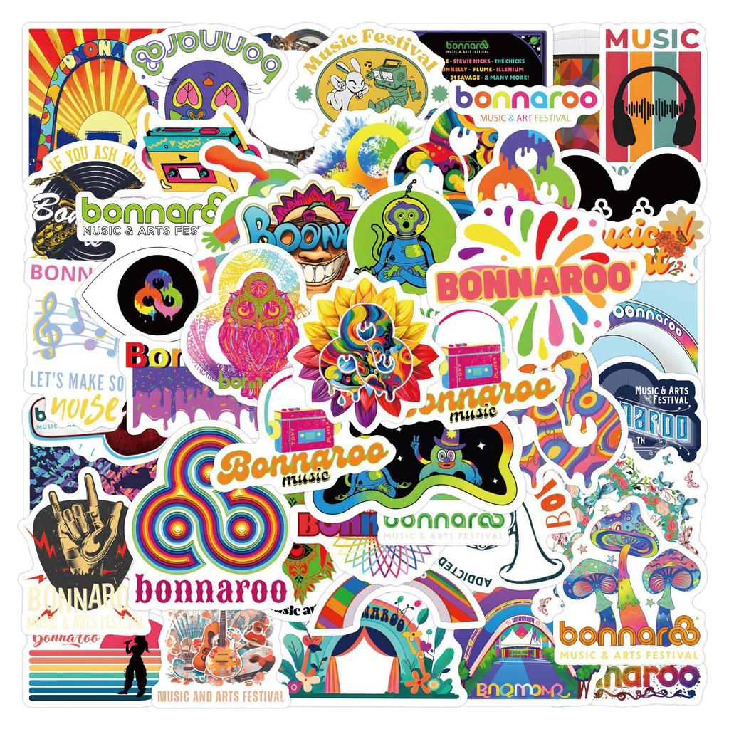 60 New Bonnaroo Graffiti Stickers Decorate Notebook Suitcase Personality Stickers