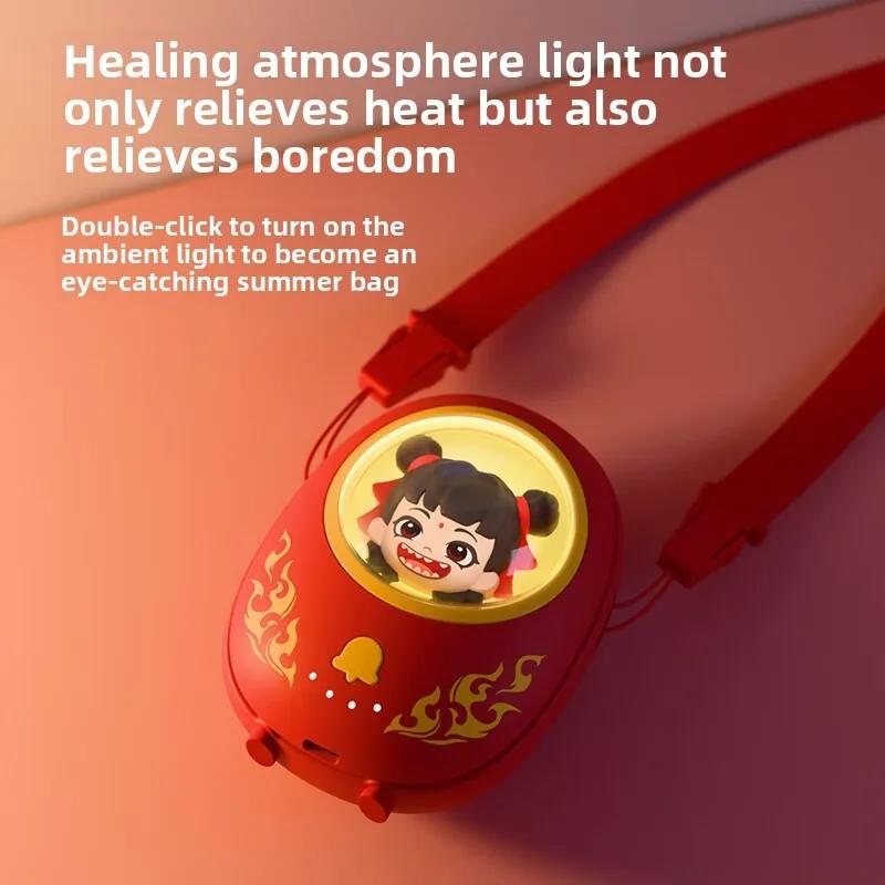 Portable Mini Neck Fan Home Summer Air-cooled Neck Hanging Fans for Outdoor Silent Neckband Wearable Sports Running Travel USB-C