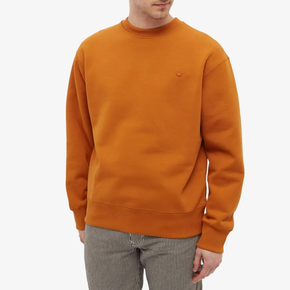 Adidas Originals Trefoil Embroidered Crewneck Pullover Sweatshirt Men Tops Mustard-Yellow H09176