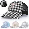Women's Mesh Embroidered Bow Baseball Cap with Curved Brim and Plaid Duckbill Design for Sun Protection