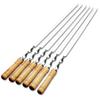 Flat Skewers Long Wood Handle BBQ Skewer 55cm Shish Kebab Barbecue Grill Sticks Stainless Steel Outdoors Grill Needle BBQ Forks