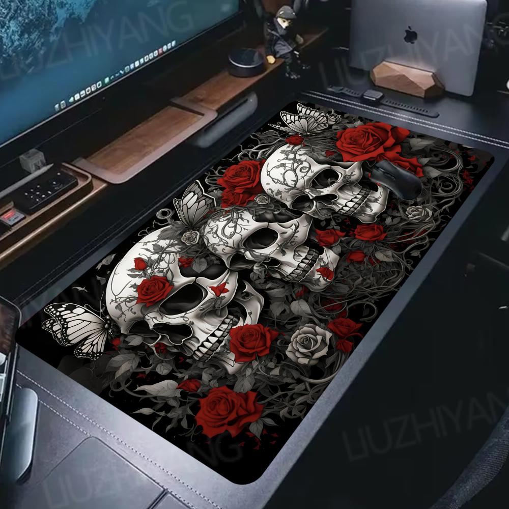 Halloween Skull Floral Mouse Pad XXL Large Anti-Slip Rubber Esport Gaming MousePad Durable Seam Edge Office Gamer Long Desk Mat