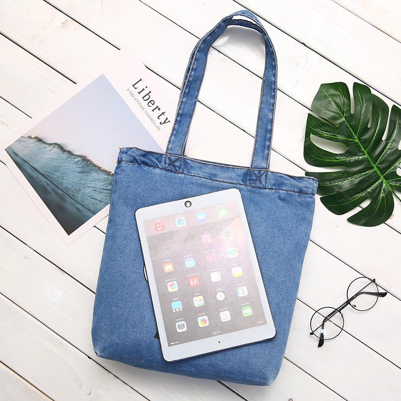 Fashion Cartoon Printed Denim Canvas Bag Women'S Shoulder Literary Women'S Canvas Handbag