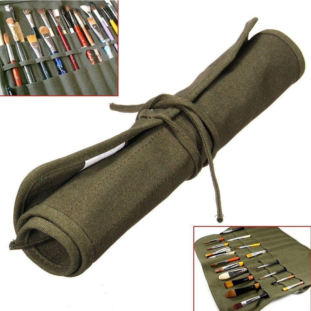 School Art Supply Watercolor Oil Brush Cases Canvas Paint Brush Bag Artist Draw Pen Holder Roll Up