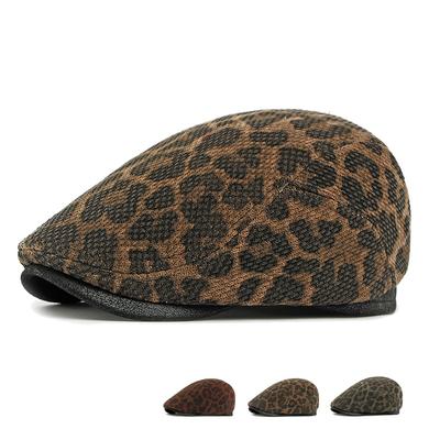Autumn Leopard Hat Women's Beret British Vintage Forward Cap Peaked Cap