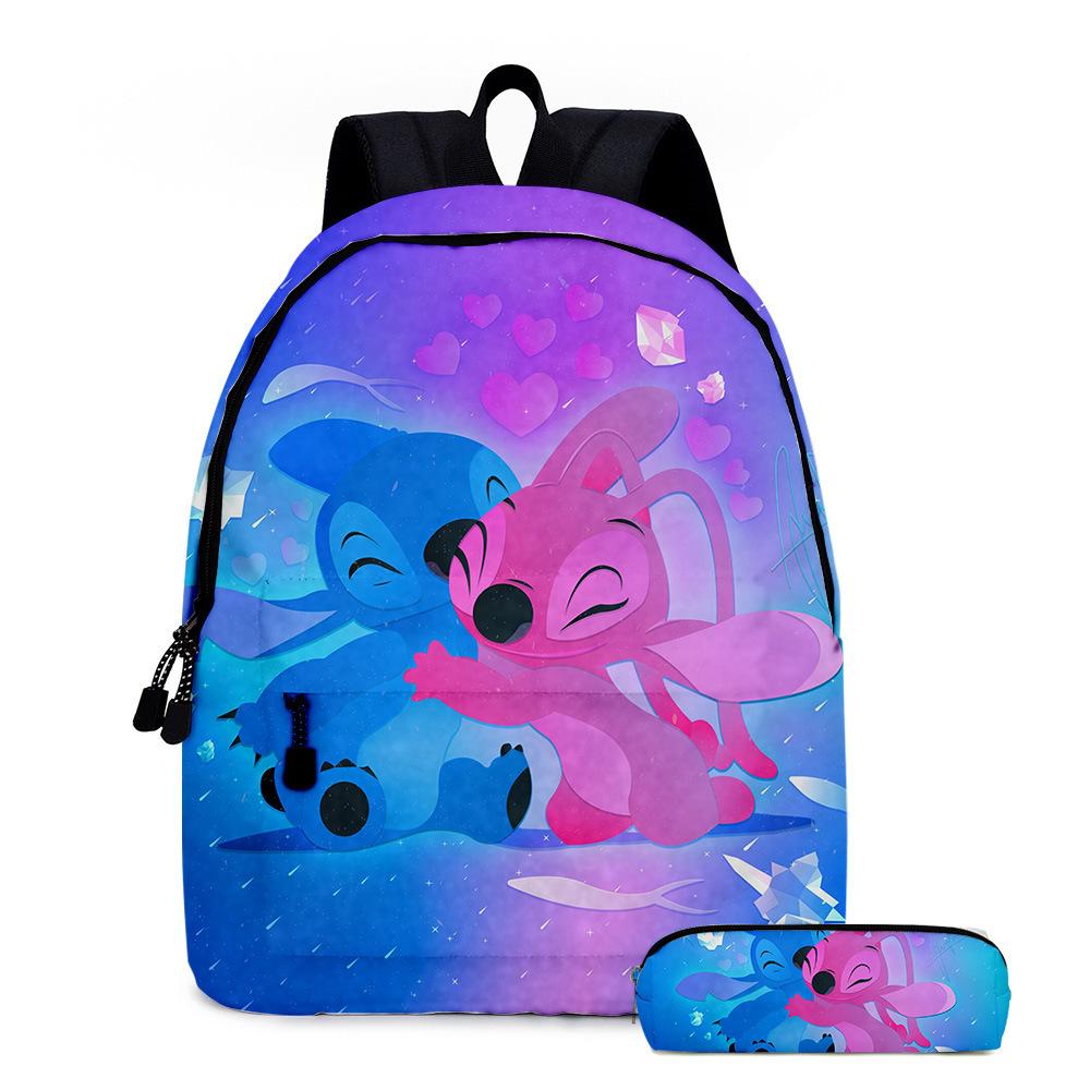 Stitc Cartoon Full Print Backpack Student Bag Pencil Case Two-Piece Set Children'S Backpack