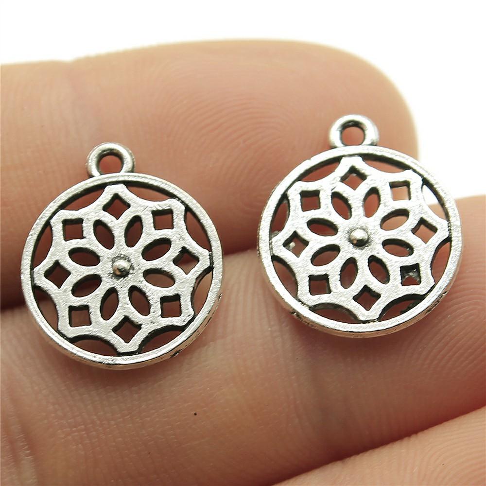 10pcs Charms Motif Antique Silver Color Motif Pendant Charms Flower Charms For Jewelry Making