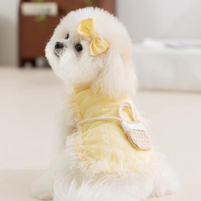 Frühlings- und Sommer-Hundekleidung dünn atmungsaktiv Teddybär kleiner und mittlerer Hund mit Umhängetasche Weste Katzenhaustierkleidung