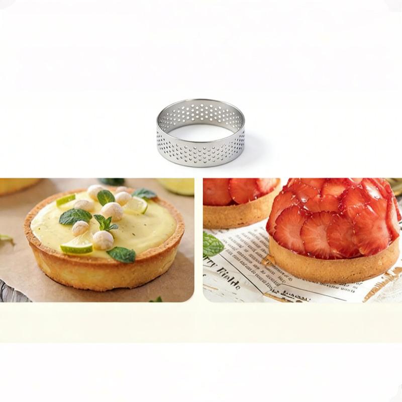 12 Peças de Anéis Redondos para Tarte em Aço Inoxidável - Moldes Perfurados Para Mousses E Sobremesas, Cortadores de Biscoitos, Moldes para Tarte de Frutas