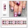 24 Pcs Short Square Artificial Nail Heart Lip Print Stick on Nail Valentines Day False Nail French Tip Press On Nail