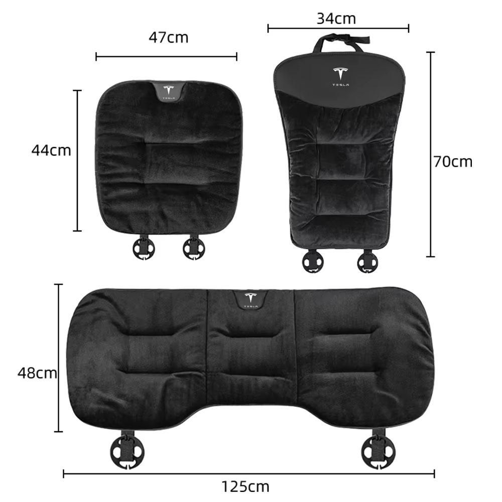 AMM1 Flannel Car Seat Cushion Cover For Tesla Model 3 S X Y Juniper Cybertruck Universal Winter Plush Seat Cushions Car Accessories