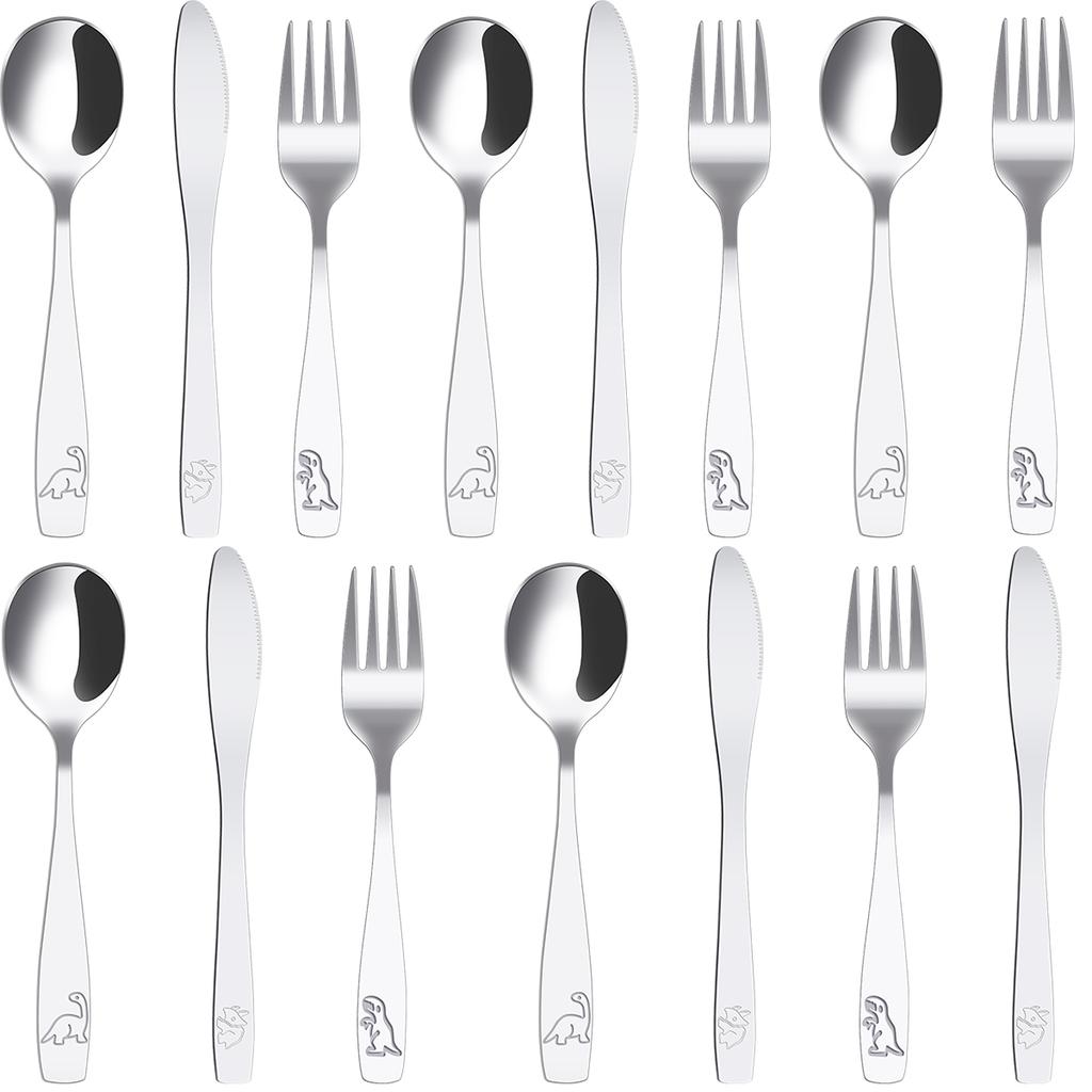 Silbernes Besteckset Edelstahl Geschirr Westliches Luxus Dinner Set Spiegel Elegant Messer Gabel Löffel Besteck für Kinder