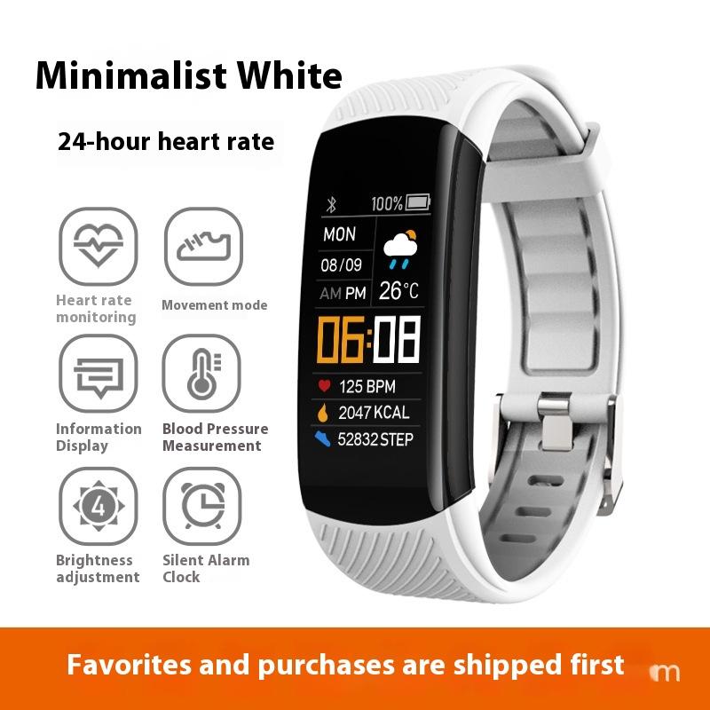 C5S Color Screen Exercise Step Counting Smart Bracelet Heart Rate Blood Pressure Health Monitoring Silicone