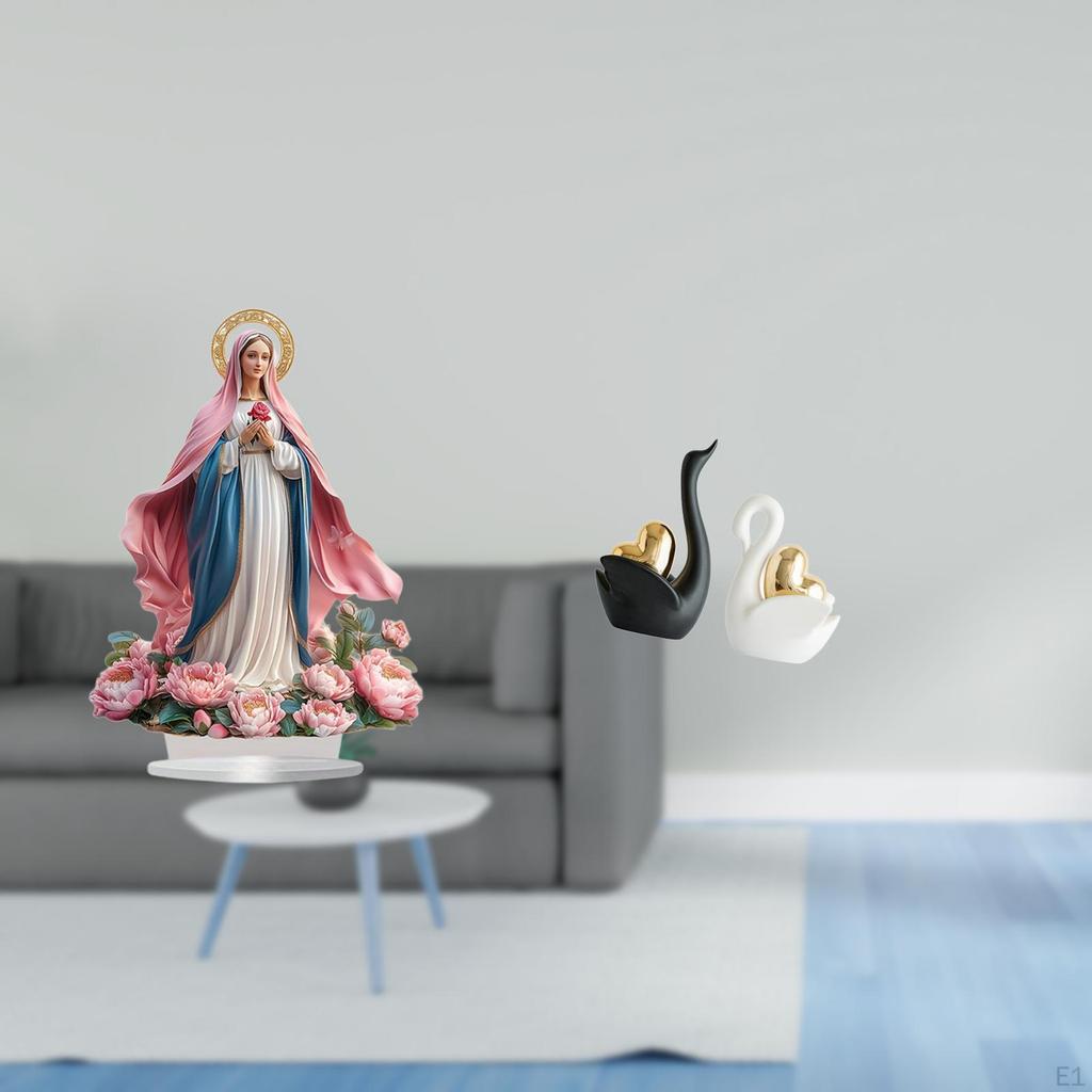 Nativity Scene Sculpture Swan Statue Acrylic Ornament Ceramic Figure Animal Centerpiece with Smooth