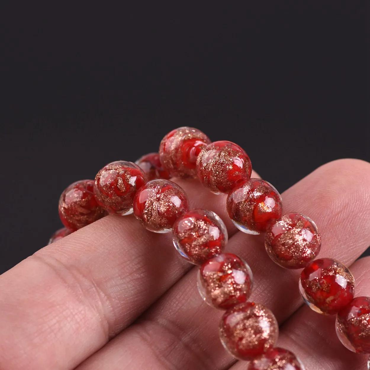 

10 шт. Круглые 8 мм 10 мм 12 мм Фольгированные Лэмпворк Стеклянные Свободные Бусины для DIY Поделок Ювелирных Изделий Браслетов Аксессуары 10mm-10pcs