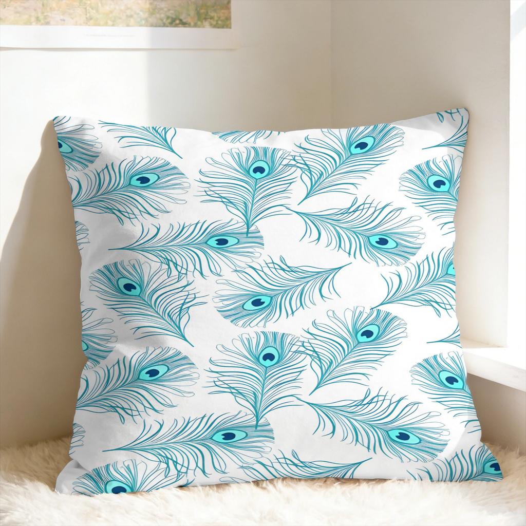 Peacock Feather Printing Pillow Case Fashion Pillow Cover Comfy Pillowcases For Sofa Couch Bed Living Room