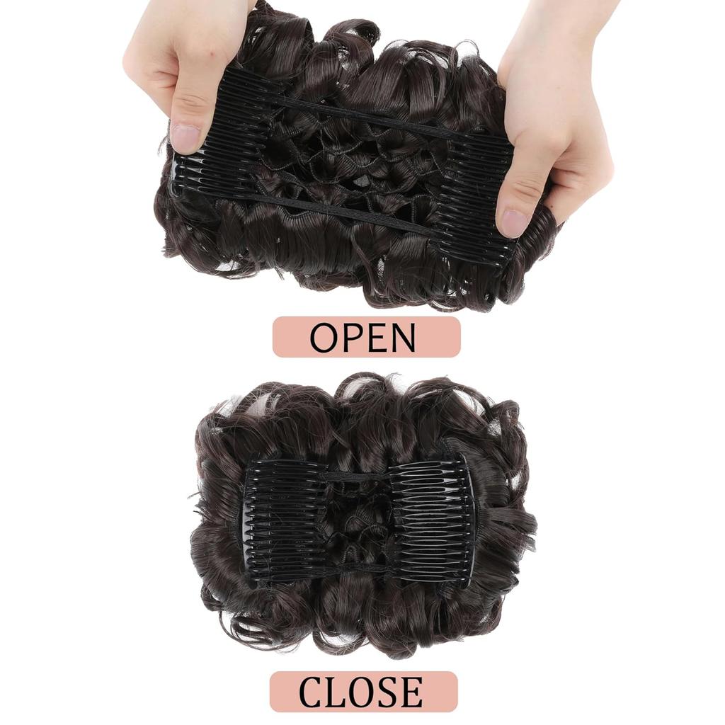 Combs Messy Bun Hair Piece Curly Dish Hair Buns Extension Thick Chignon Hairpiece Clip in Ponytail Scrunchies Hair Pieces for Women