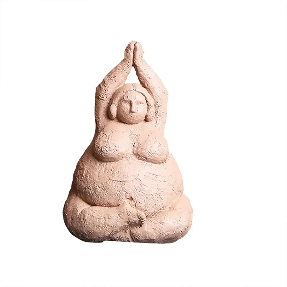Resin Abstract Fat Lady Yoga Statue Home Decor Decoration Room Figurines Interior Desk Accessories Sculptures Nordic Living