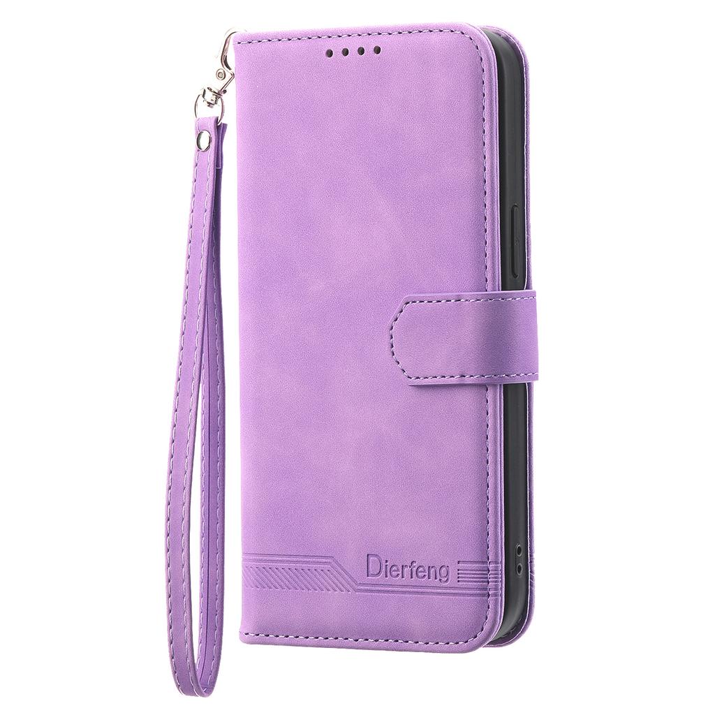 DIERFENG DF-03 Stand Phone Case for Samsung Galaxy A22 5G (EU Version),Lines Imprinted PU Leather Wallet Cover