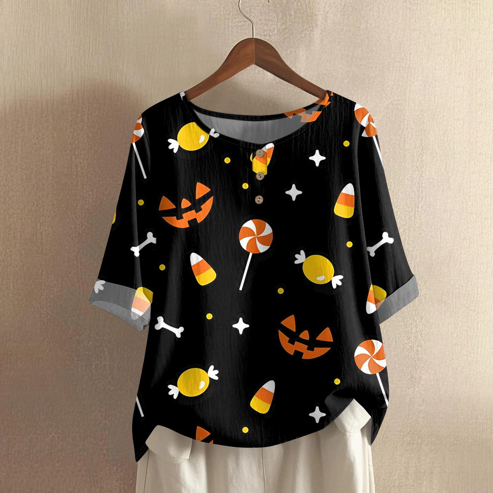 

Женская модная и повседневная рубашка с полурукавом, круглым вырезом и принтом, блузка, топ XL