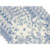 4pc Blue And White Retro Bird Placemats With Floral And Bird Patterns Ins Style Placemats For Home Dining Table Decor