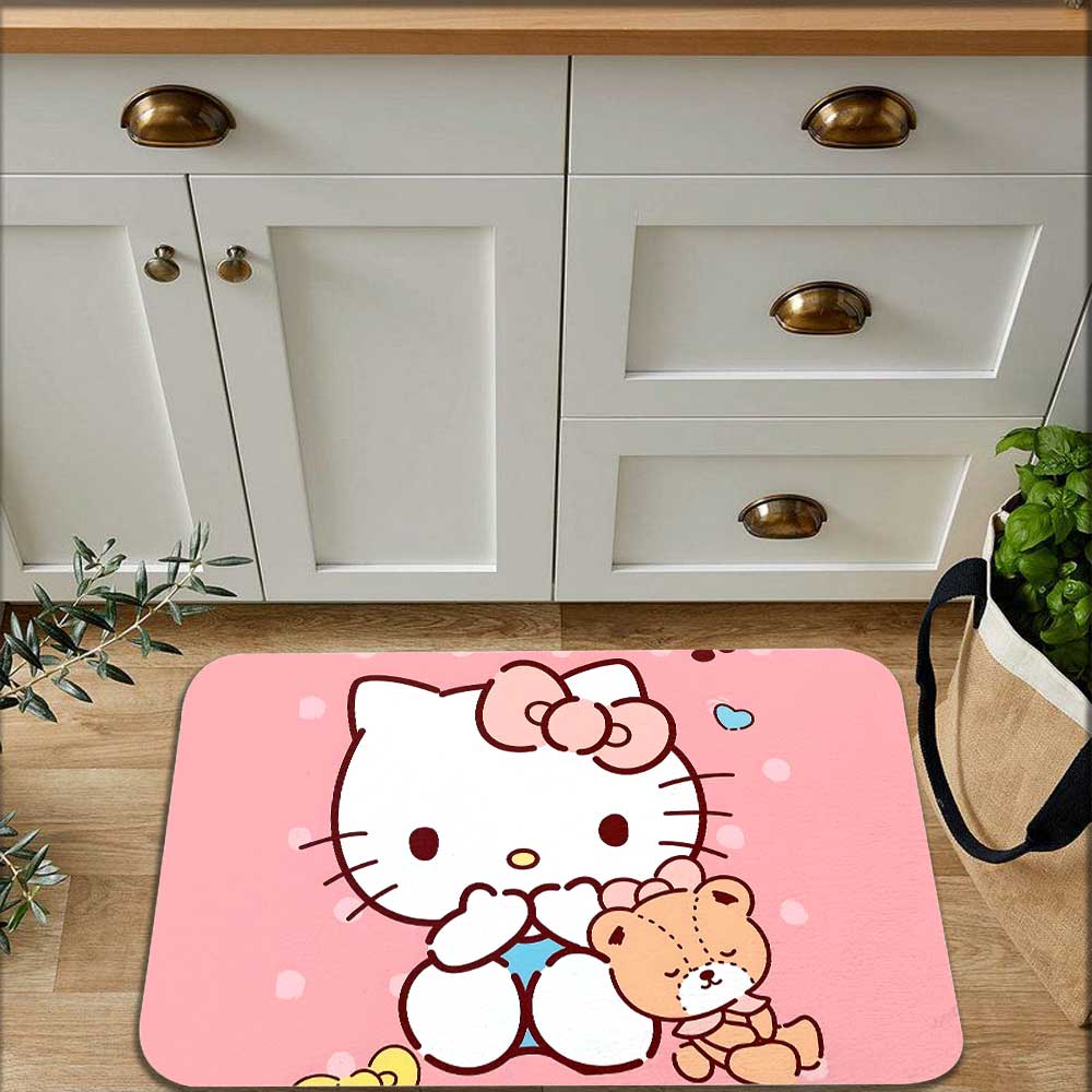 Kawaii Kitty Absorbent Floor Mat Bath Mats Non Slip Carpet Washable Non-slip Kitchen Rug Modern Home Decoration Living Room Rugs