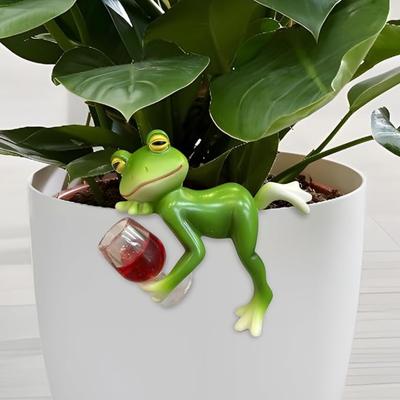Miniaturní figurky žab Dekor do květináče, roztomilý květináč Příslušenství Socha žab z pryskyřice Zahradní estetické rostlinné dekorace na terasu, dvůr, ozdobu trávníku