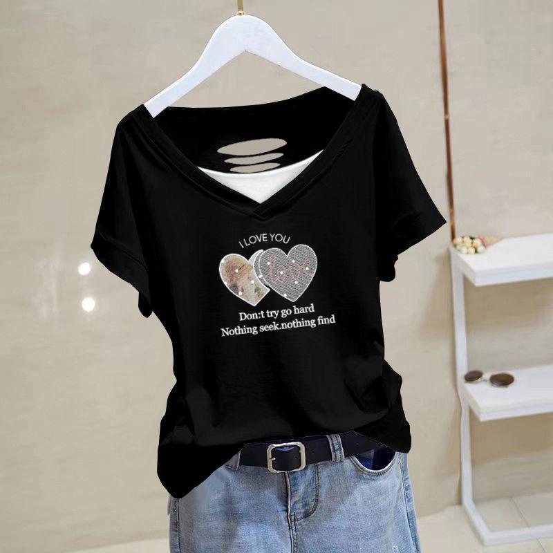 Women's 2024 Summer Pure Cotton Loose-Fit Short-Sleeve Korean T-Shirt