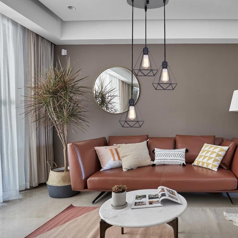 Vintage Industrial Pendant Light Fixture Metal Ceiling Lamp Hanging Cage Light Fixture for Kitchen Island Table Dining Room