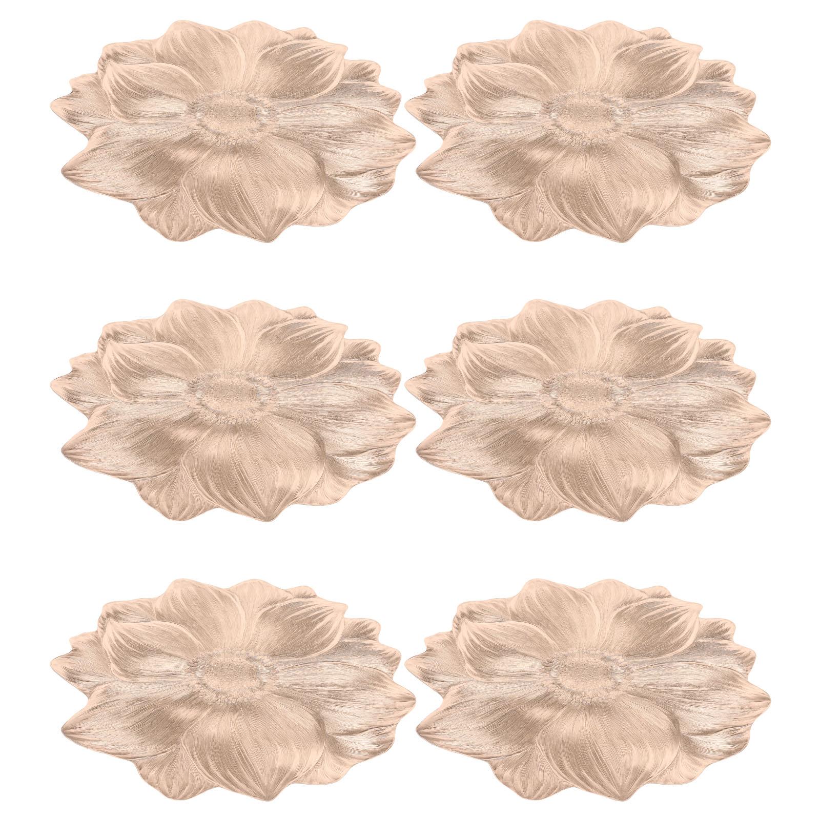 6Pcs PVC 3D Flower Placemat Heat Insulation 3D Floral Placemat Anti Scald Flower Dinner Mat Anti Slip Floral Table Mat for Home M