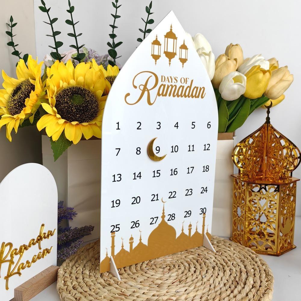 Crescent Castle Ramadan Countdown Calendar Eid Mubarak Table Ornament  Holiday Party Supplies