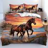 Sunset Horses Pattern 3D Printed Bedding Set Luxury Home Textiles Quilt Cover Soft Comfortable Polyester Duvet Cover Pillowcases