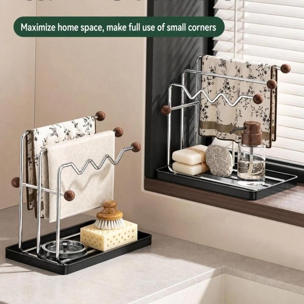 Drainage Tray Dishcloth Towel Holder Countertop Design Multifunctional Drying Rack  Home Kitchen