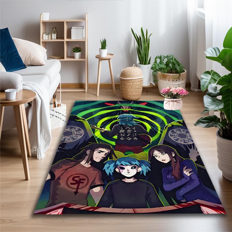 [Green Cosmic Swirl Printed Carpet] Non-slip Office Rug, Cozy Area Carprt for Living Room Use, Soft Home Sofa Chair Mat