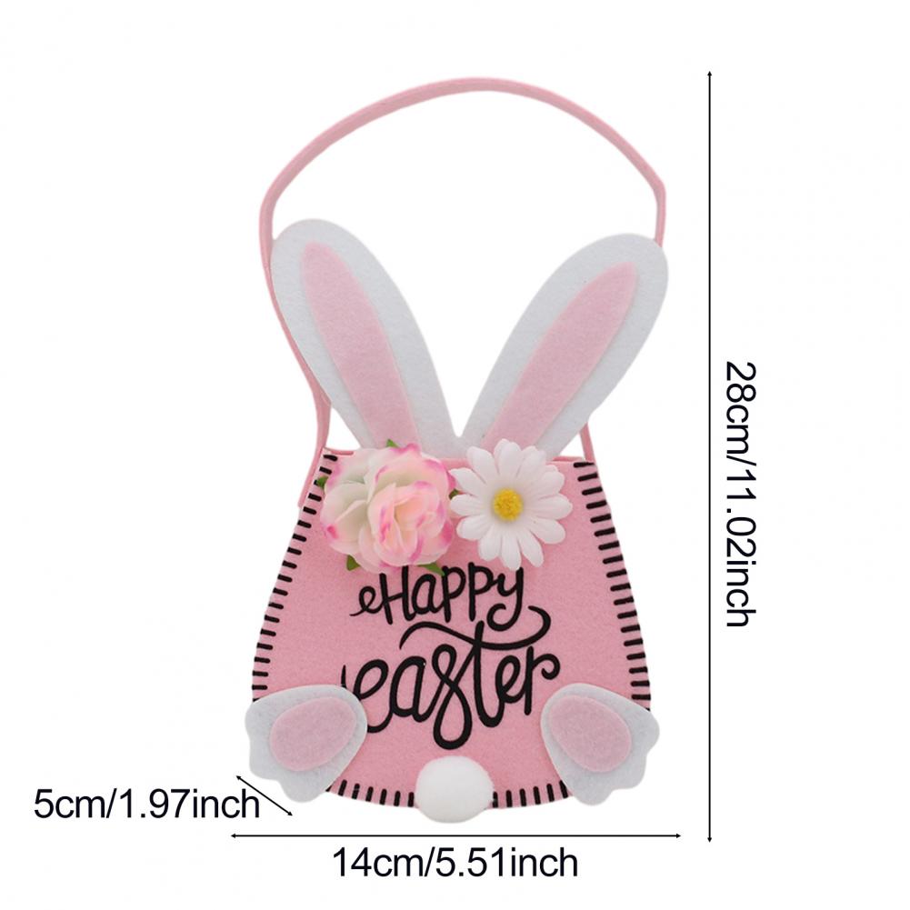 Oster-Tragetasche mit Henkeln Wiederverwendbare Osterhase-Geschenktasche mit Hasenohr und Blumen für Kinder Oster-Geburtstagsfeier Gastgeschenke