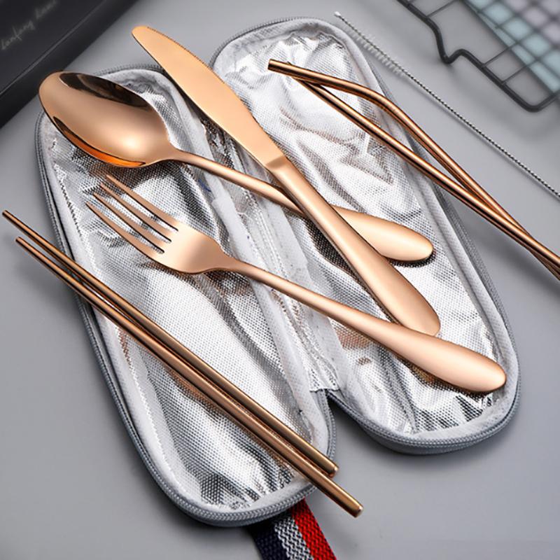 Cutlery Storage Bag Tableware Cloth Zipper Design Pouch Fork Spoon Chopsticks Office Camping Travel Utensil Carrying Case