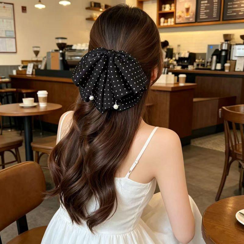Handmade Chiffon Floral Bow Ponytail Clip for Voluminous Hair