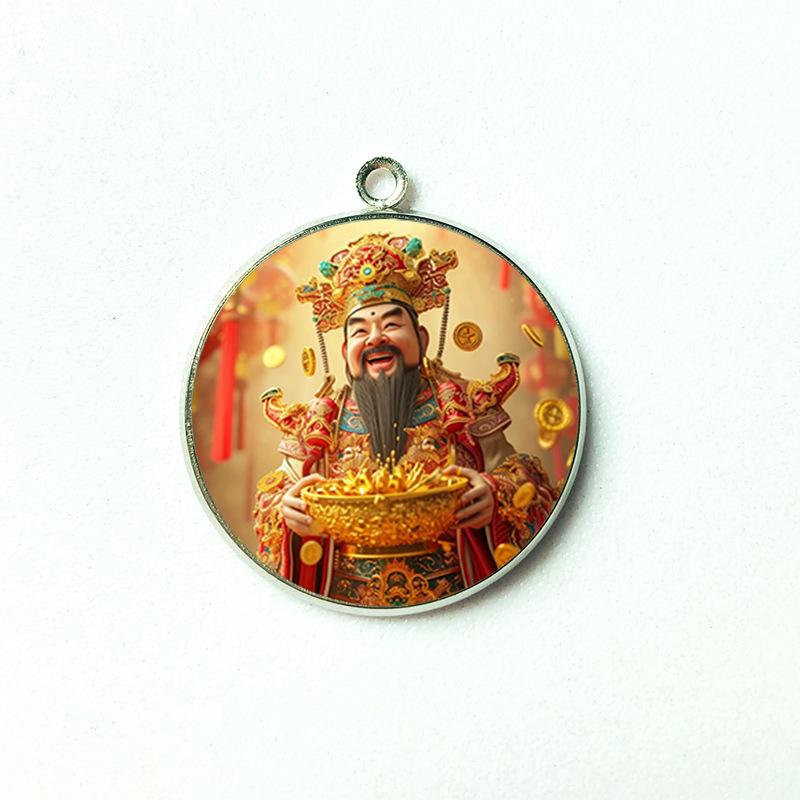 

30mm Round Time Gem Alloy Pendant Keychain